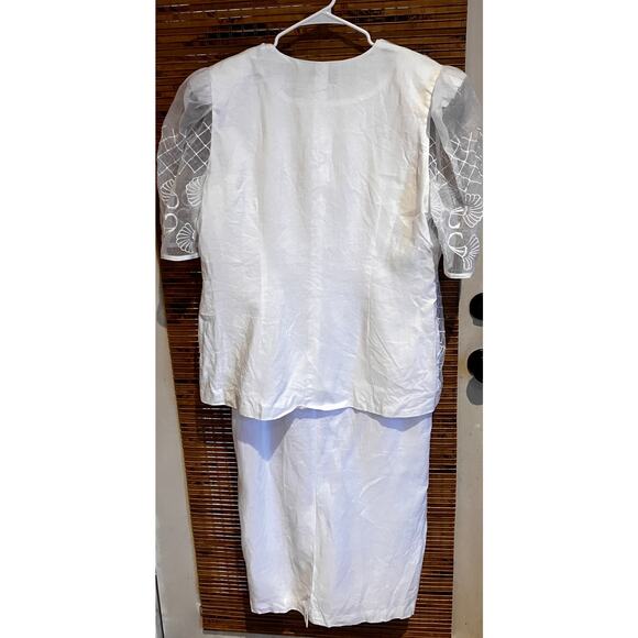 DonnAvinci White 2-Piece Dress & Embroidered Jacket Set Size 18 - Picture 2 of 16